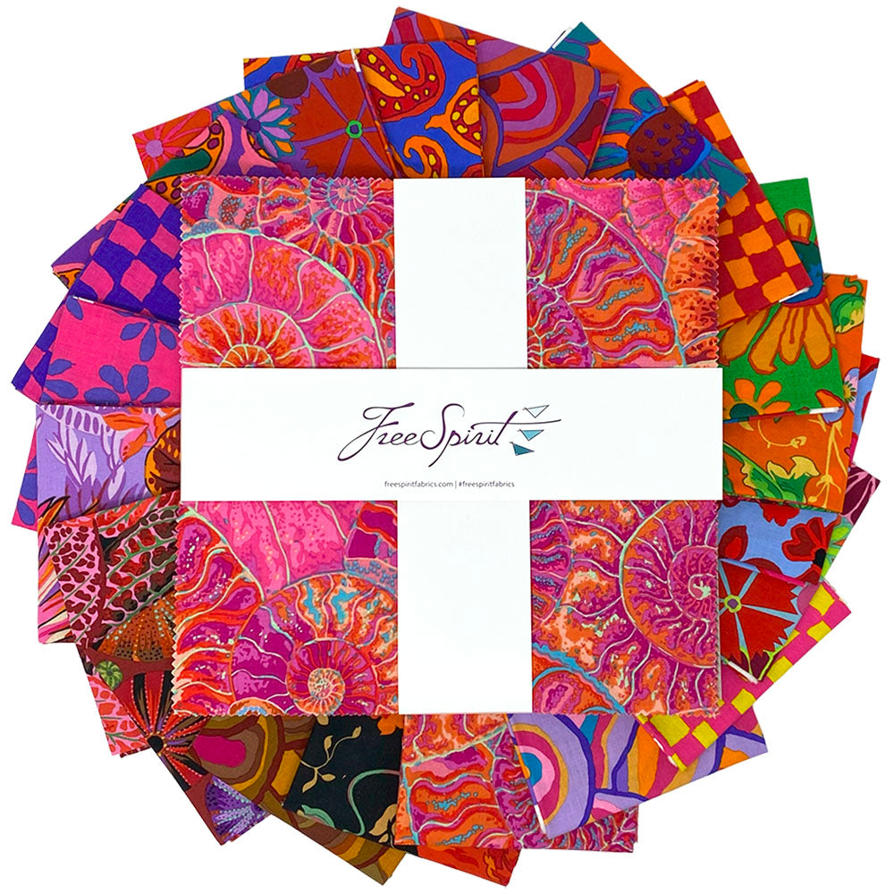 Kaffe Fassett Collective August 2024 Quilt Fabric - 10" Charm Pack in Hot (Reds/Pinks) - FB610GP.AUG24HOT