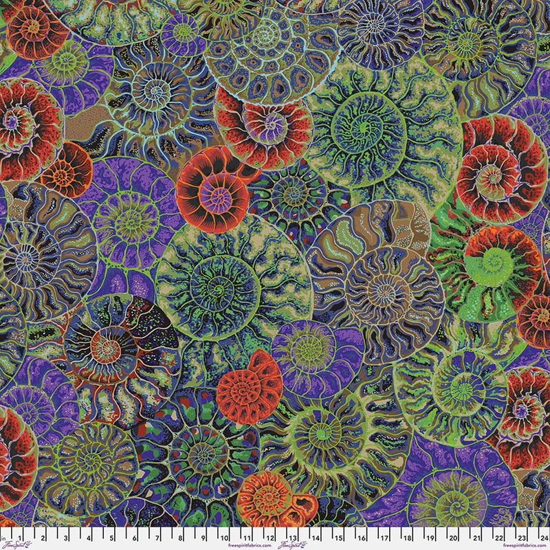 Kaffe Fassett Collective August 2024 Quilt Fabric - Ammonites in Blue - PWPJ128.BLUE