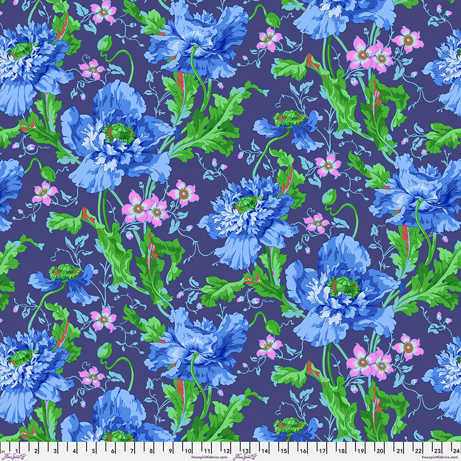 Kaffe Fassett Collective August 2024 Quilt Fabric - Papaver in Blue - PWPJ127.BLUE