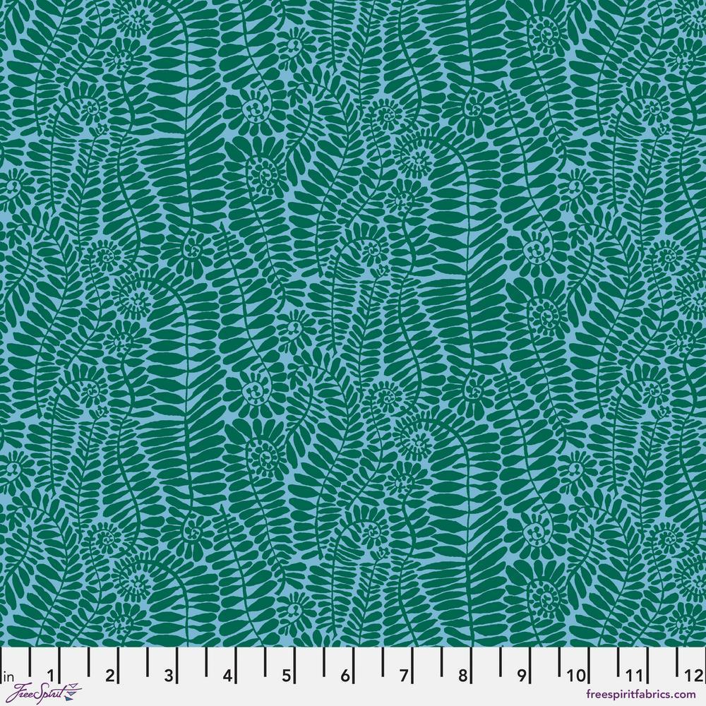 Kaffe Fassett Collective February 2025 Quilt Fabric - Small Fronds in Turquoise - PWBM098.TURQUOISE