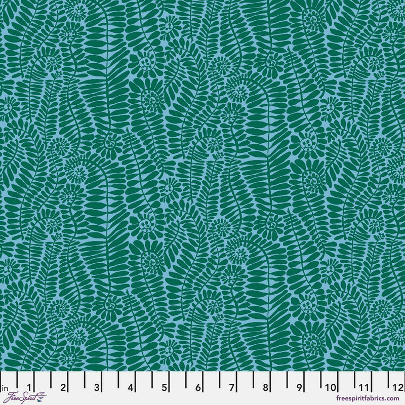 Kaffe Fassett Collective February 2025 Quilt Fabric - Small Fronds in Turquoise - PWBM098.TURQUOISE