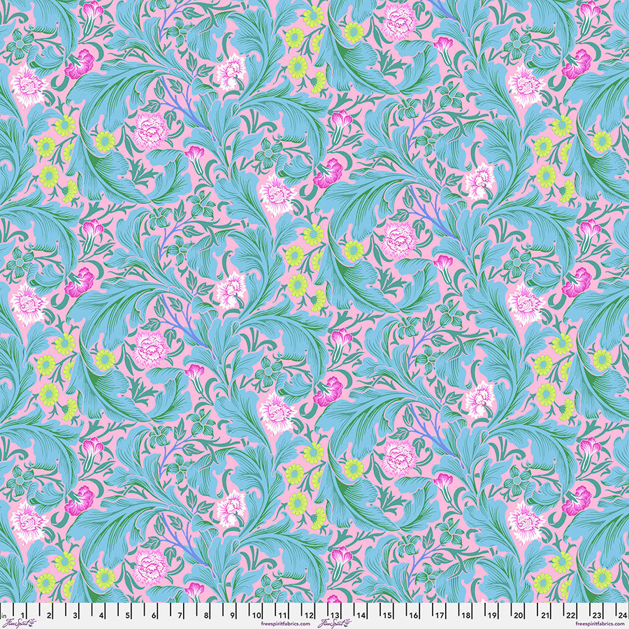 Kaffe x Morris & Co Quilt Fabric - Leicester in Aqua - PWKW011.AQUA