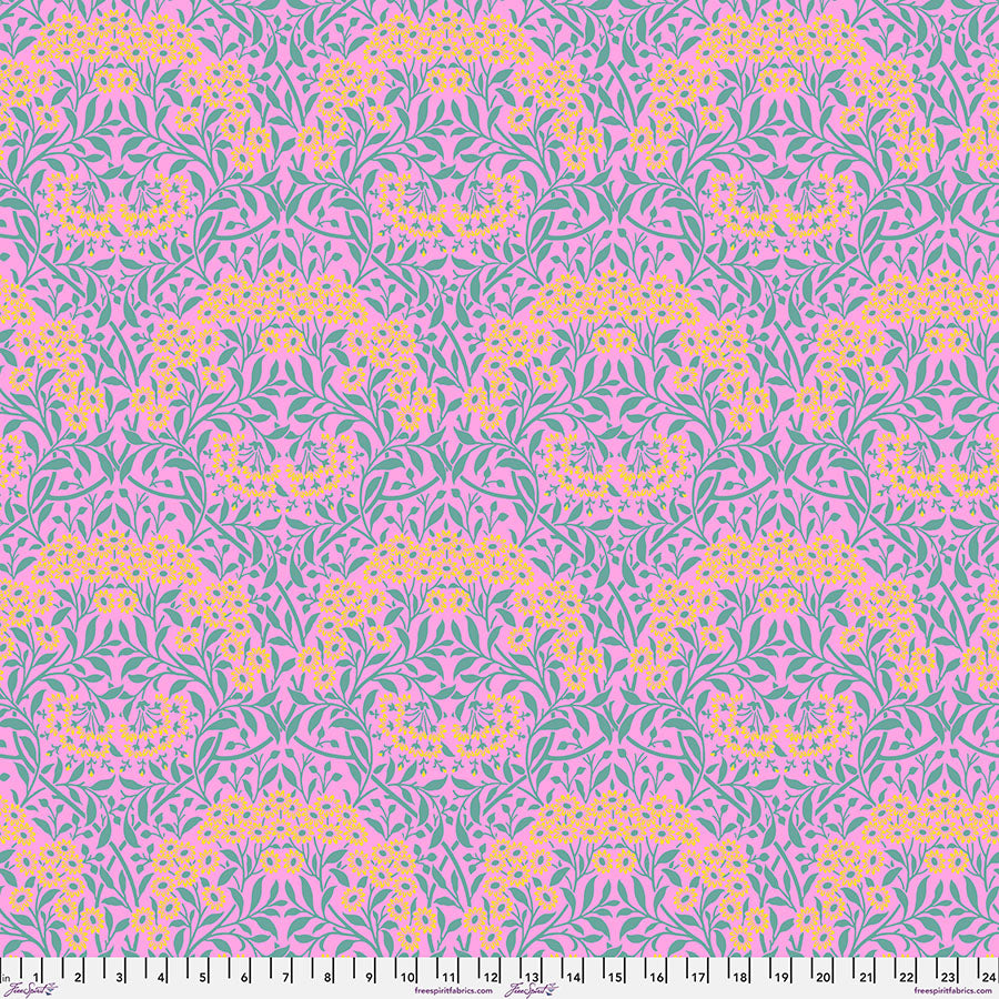 Kaffe x Morris & Co Quilt Fabric - Michaelmas Daisy in Pink - PWKW007.PINK