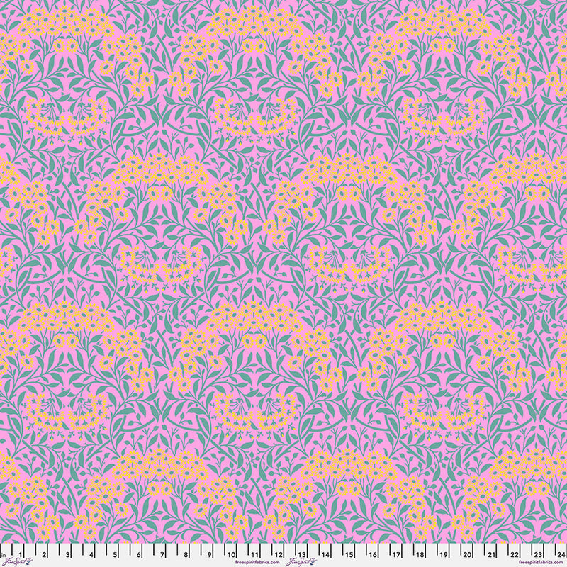 Kaffe x Morris & Co Quilt Fabric - Michaelmas Daisy in Pink - PWKW007.PINK