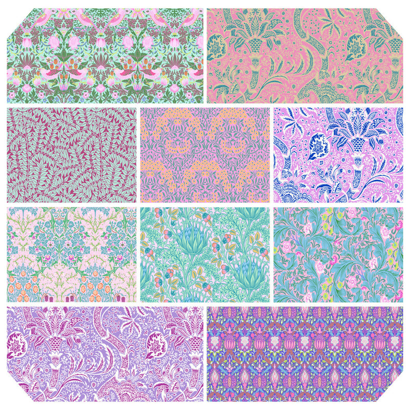 Kaffe x Morris &amp; Co Quilt Fabric - 10 piece Fat Quarter Bundle in Blush - FB4FQKW.BLUSH