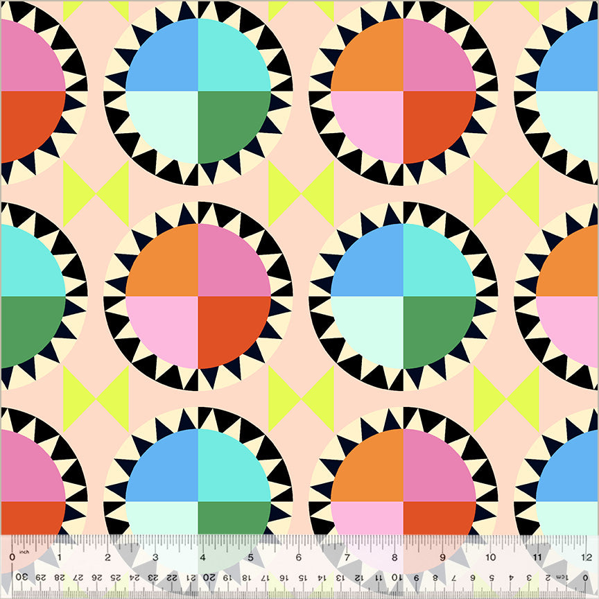 Kaleidoscope Quilt Fabric - Rainbow Parade in Blush Pink - 54117D-3