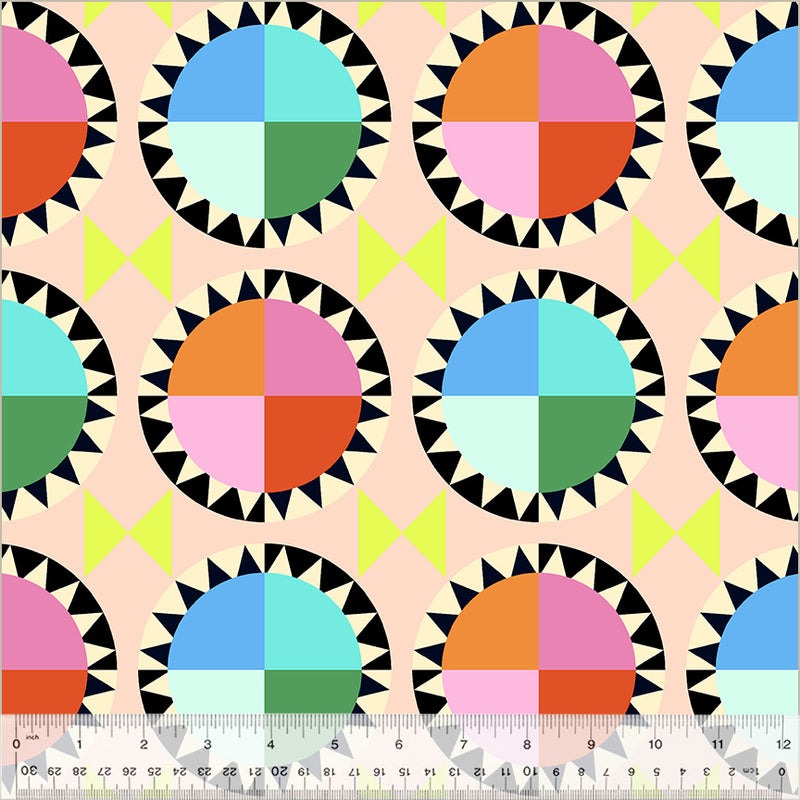 Kaleidoscope Quilt Fabric - Rainbow Parade in Blush Pink - 54117D-3