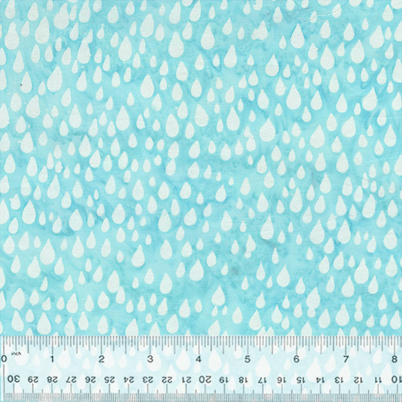 Lagoon Batik Quilt Fabric by Jacqueline de Jonge - Raindrops in Aqua - 3618Q-X