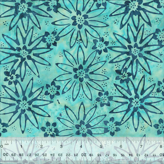 Lagoon Batik Quilt Fabric by Jacqueline de Jonge - Star Flower in Robin's Egg Aqua - 3622Q-X