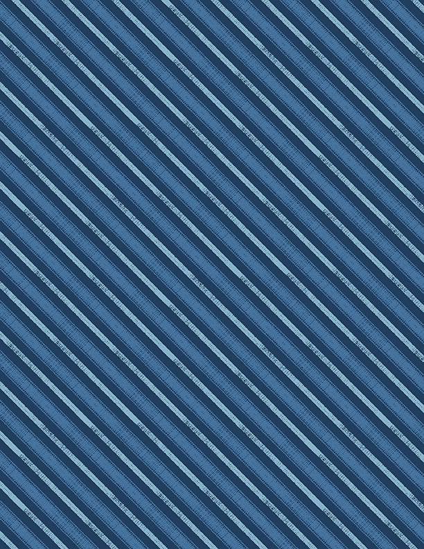 Lake Retreat Quilt Fabric - Diagonal Stripe in Navy Blue - 3057 59039 444