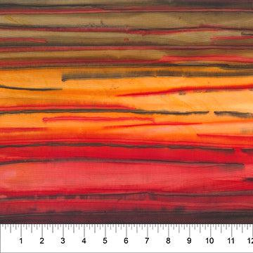 Landscape Paintings Batik Quilt Fabric - Calcit Stripes in Fall Forward (Orange) - 81800-1004