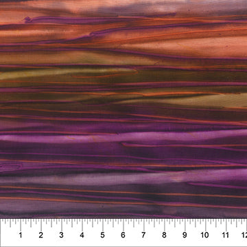 Landscape Paintings Batik Quilt Fabric - Calcit Stripes in Jam and Jelly (Rust/Purple) - 81800-850