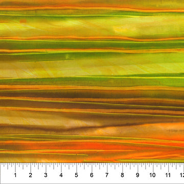 Landscape Paintings Batik Quilt Fabric - Calcit Stripes in Neon Carrot (Orange/Green) - 81800-582