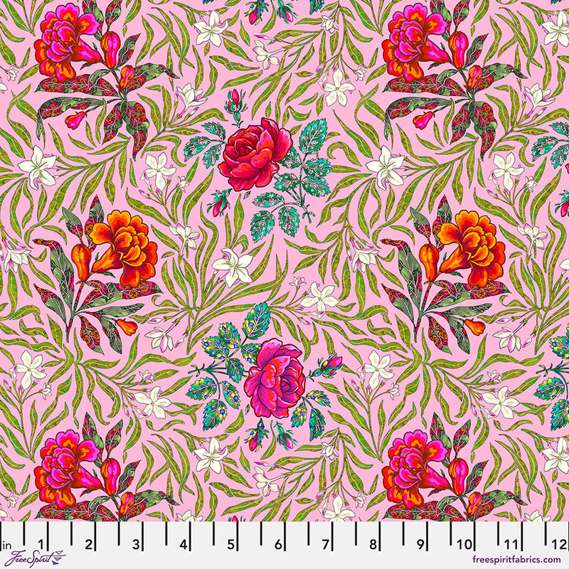 Language of Flowers Quilt Fabric - Large Victorian in Rose Pink - PWOB106.ROSE