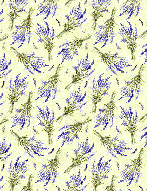 Lavender Lemonade Quilt Fabric - Tossed Lavender in Lime Green - 3023 39884 767