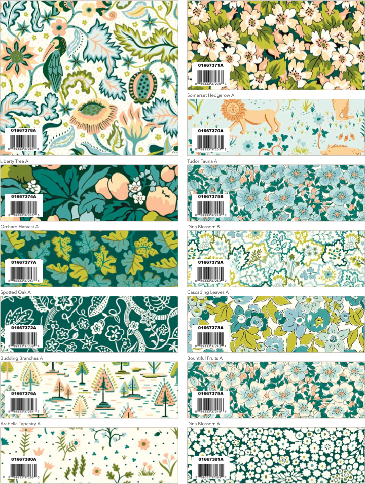 Liberty Tree of Life Quilt Fabric - Canopy Greens 10 Inch Stacker - set of 42 10" squares - 10-TREELIFEA-42