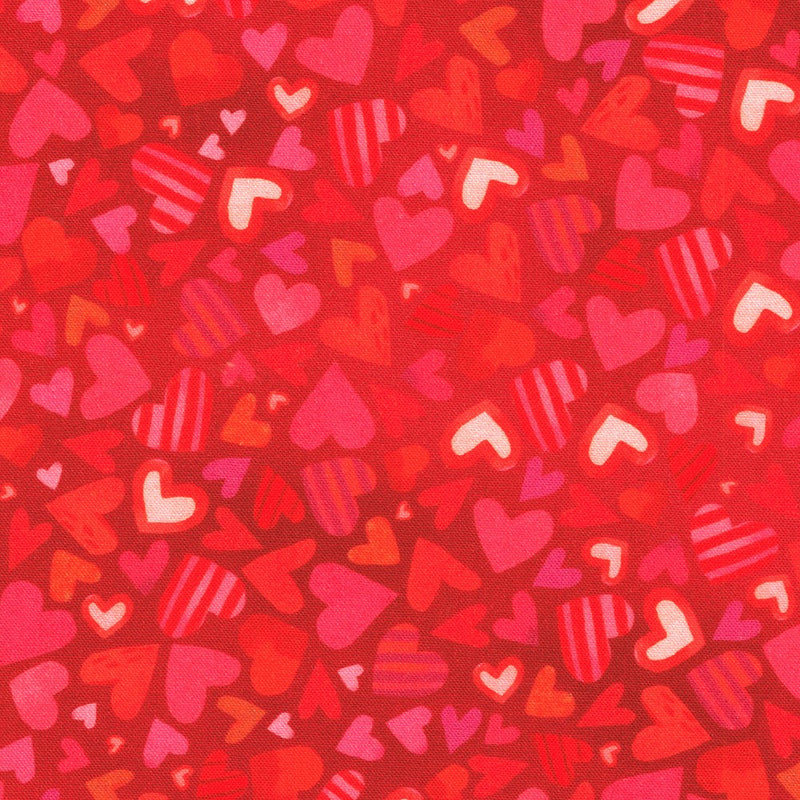 Little Valentine Quilt Fabric - Hearts in Strawberry Red - AKFD-22943-98 STRAWBERRY