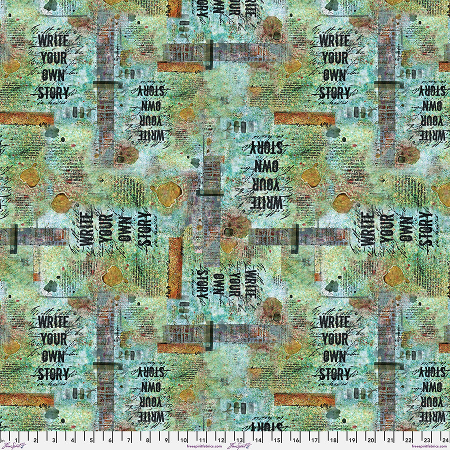 Live Out Loud Quilt Fabric - Your Own Story in Seafoam Aqua - PWSE015.SEAFOAM