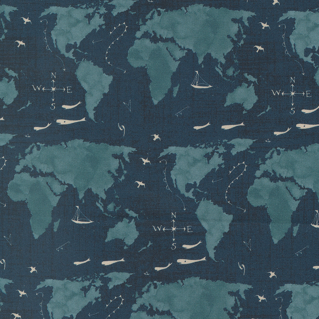 Longshore Quilt Fabric - Seafarer's Way in Night Blue - 24611 15