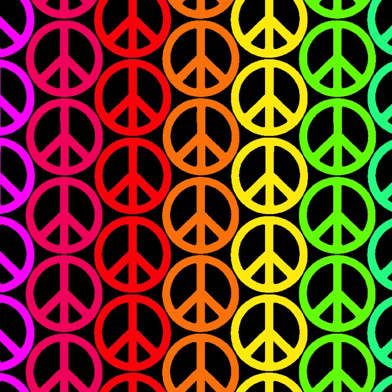 Love to All Quilt Fabric - Peace Signs in Black/Multi - FLLA D71 Z