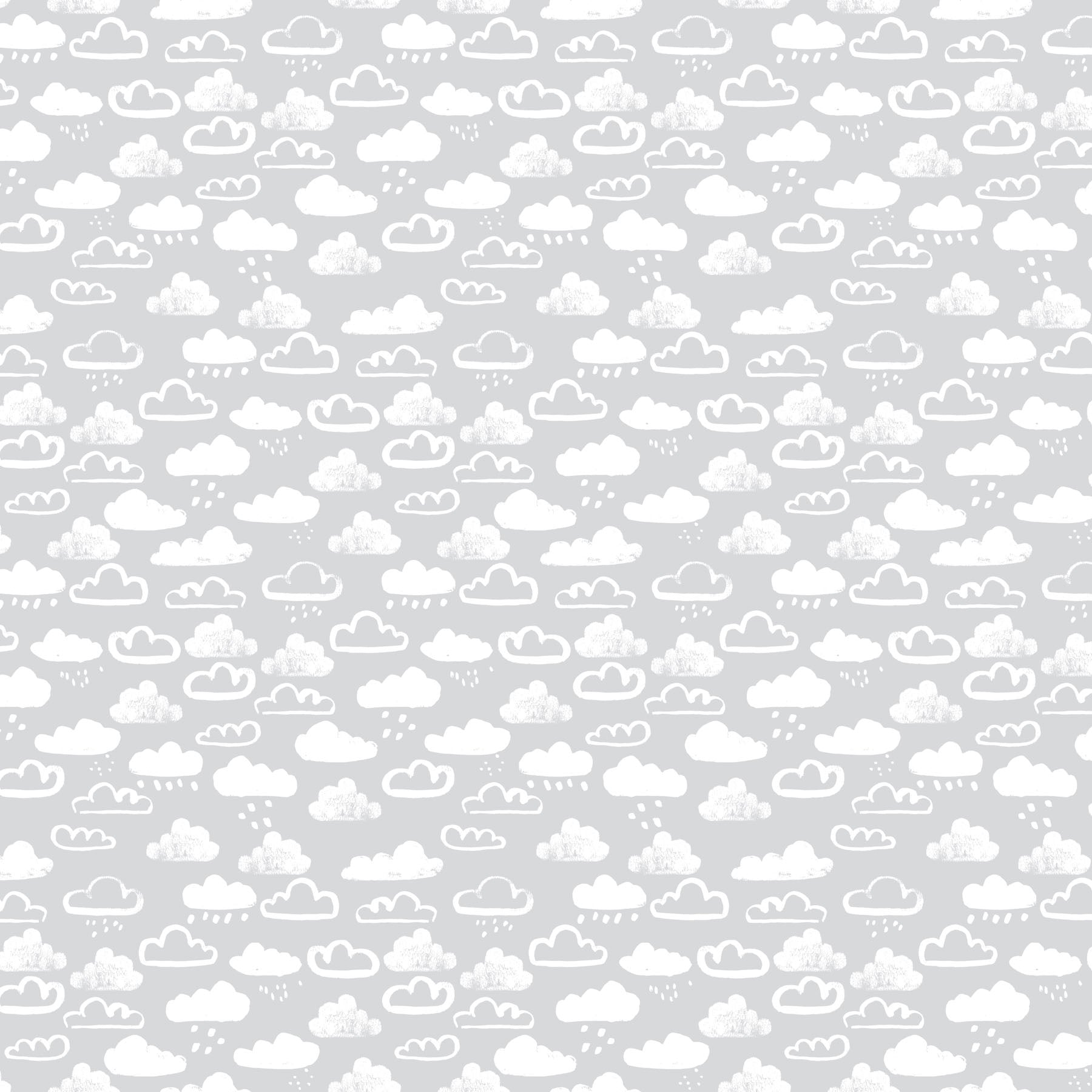 Lucky Day Quilt Fabric - Clouds in Gray - F90968-90 - COTTON FLANNEL