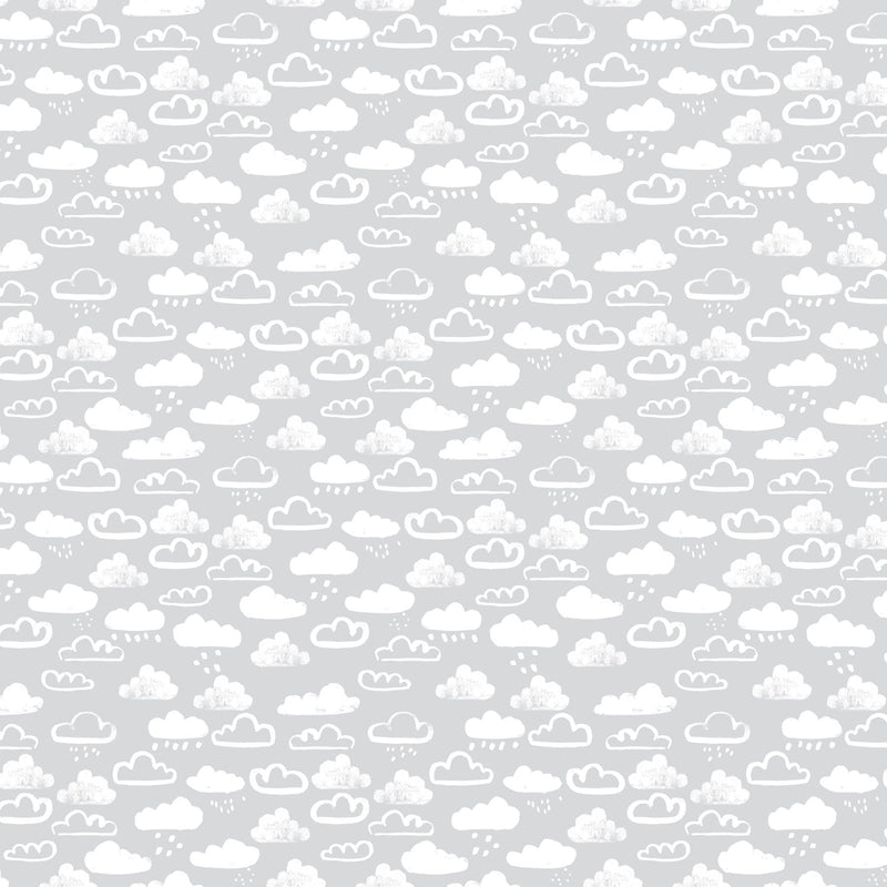 Lucky Day Quilt Fabric - Clouds in Gray - F90968-90 - COTTON FLANNEL