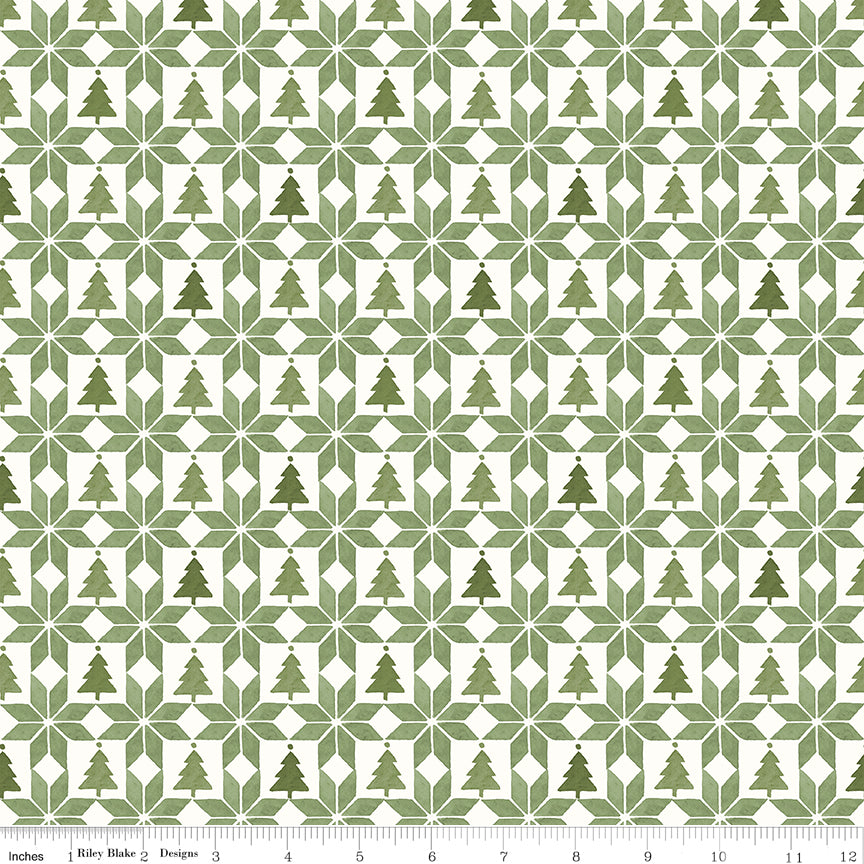 Magical Winterland Quilt Fabric - Patchwork in Green - C14946-GREEN