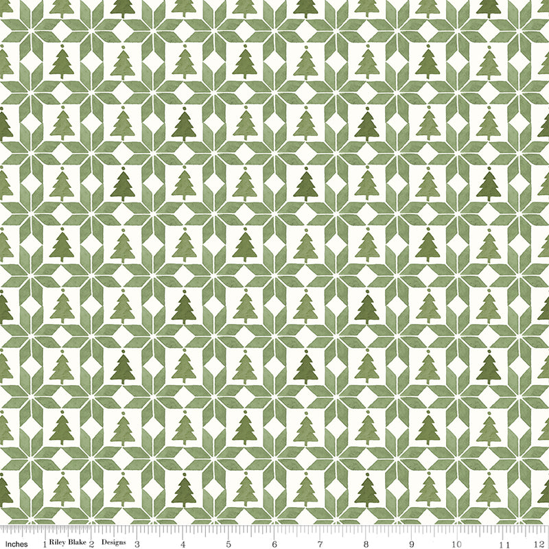 Magical Winterland Quilt Fabric - Patchwork in Green - C14946-GREEN