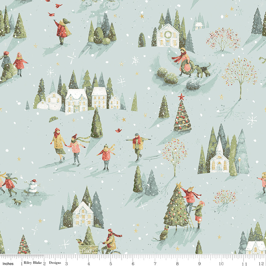 Magical Winterland Quilt Fabric - Winter Scene in Blue - C14942-BLUE