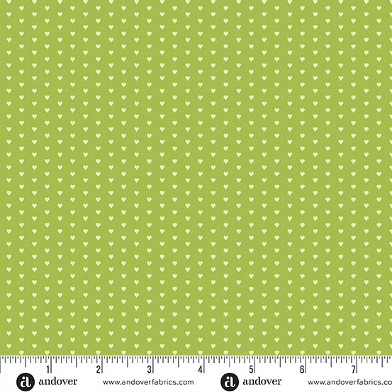 Mini Heart Quilt Fabric - Mini Heart in Bright Green - A-1233-V