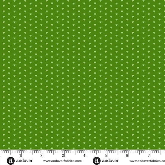 Mini Heart Quilt Fabric - Mini Heart in Green - A-1233-G