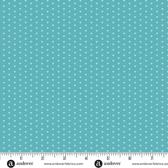 Mini Heart Quilt Fabric - Mini Heart in Light Teal - A-1233-LT