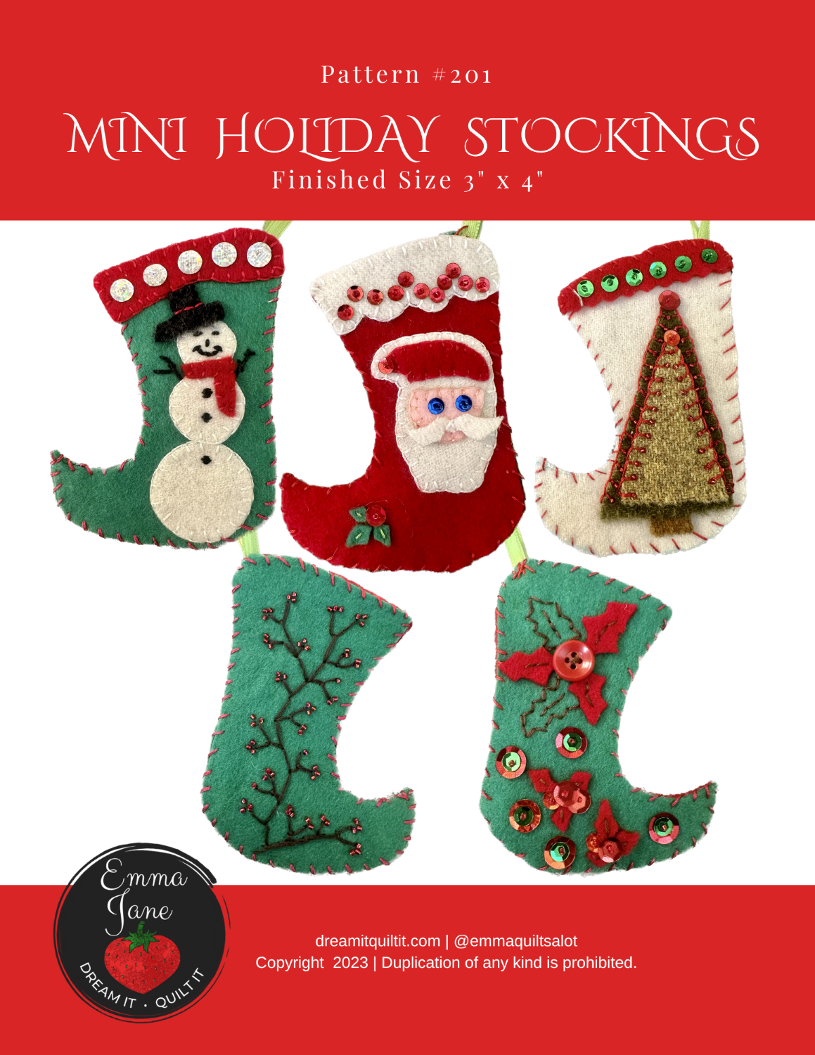 Mini Holiday Stockings Pattern by Emma Jane Powell - 201