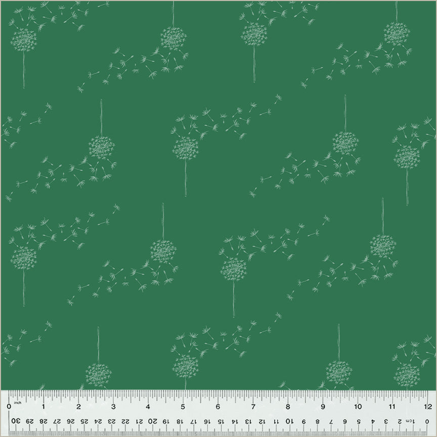 Moonlit Quilt Fabric - Wish (Dandelion) in Emerald Green - 54290-17