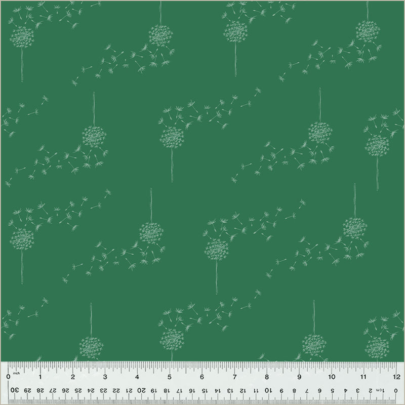 Moonlit Quilt Fabric - Wish (Dandelion) in Emerald Green - 54290-17