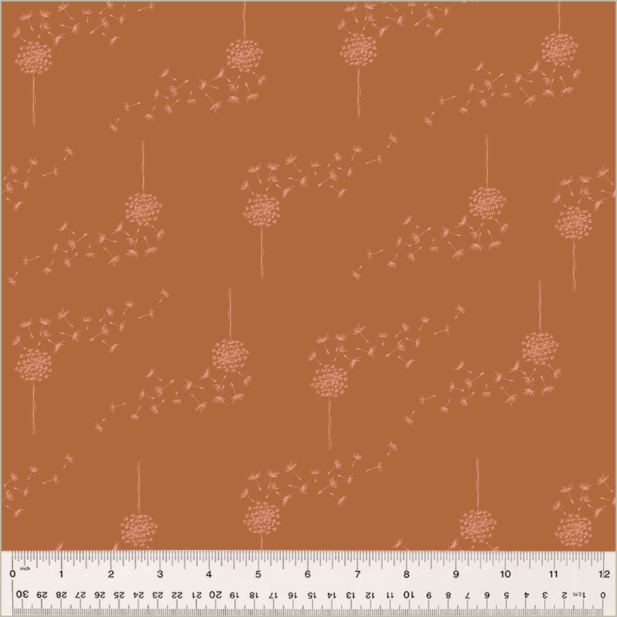 Moonlit Quilt Fabric - Wish (Dandelion) in Pumpkin Orange - 54290-5