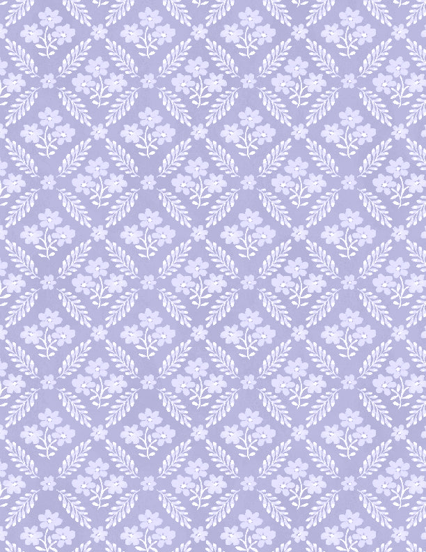 Morning Blooms Quilt Fabric - Floral Grid in Purple - 1077 89275 661