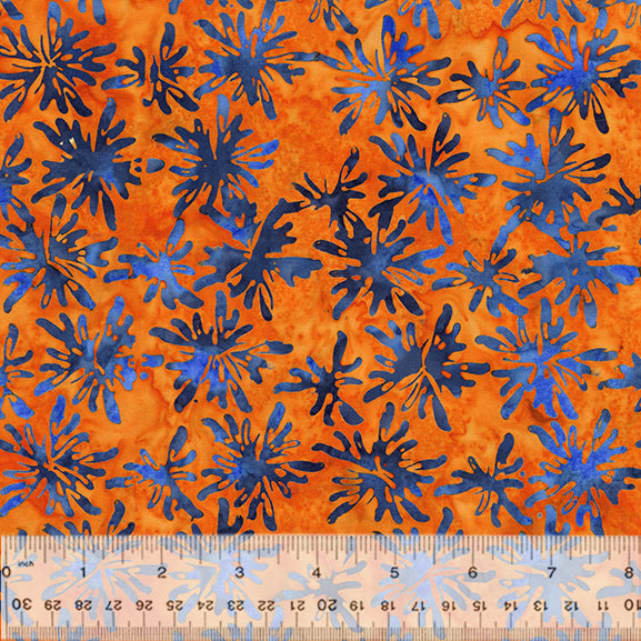 Morocco Batik Quilt Fabric - Blooms in Orange - 2601Q-X