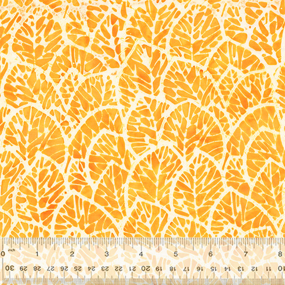 Morocco Batik Quilt Fabric - Jungle Leaves in Yellow - 2604Q-X