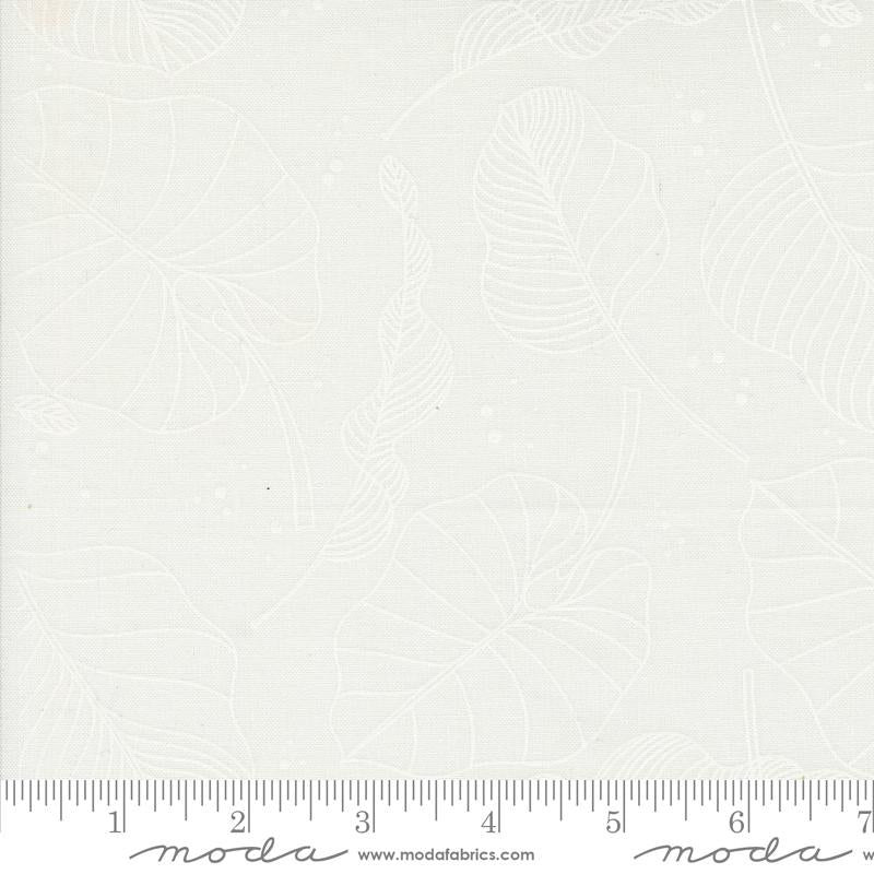 Olive You Quilt Fabric - Leaves in Cloud White on White - 1880 19