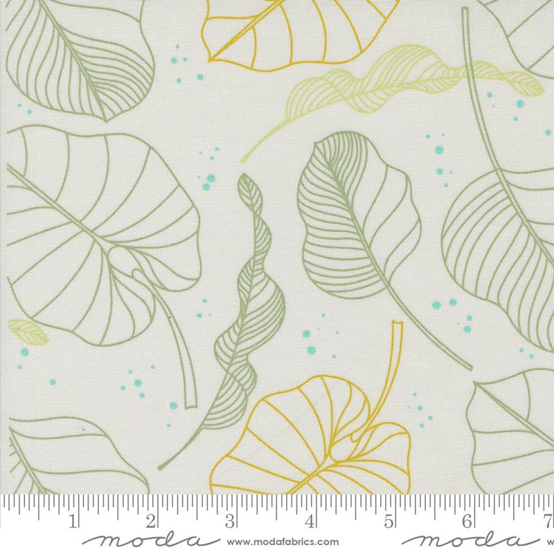 Olive You Quilt Fabric - Leaves in Fog Gray - 1880 12