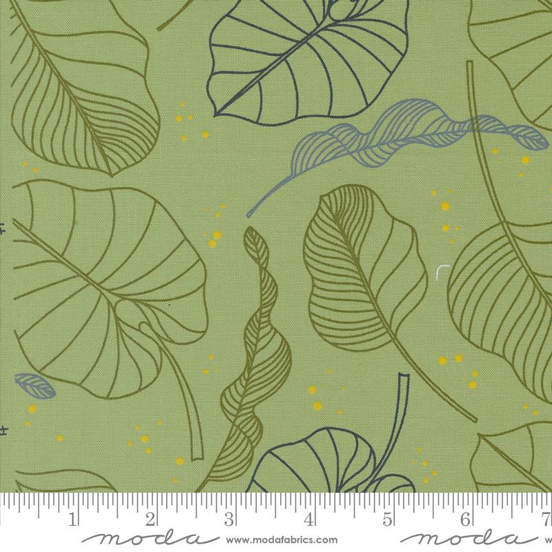 Olive You Quilt Fabric - Leaves in Sage Green - 1880 18