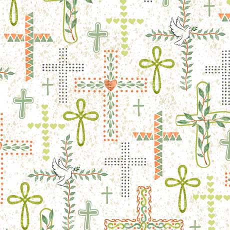 Rejoice Quilt Fabric - Crosses in Cream &nbsp;- 2600 30287 E