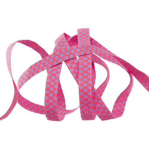 Renaissance Ribbons Untamed by Tula Pink - 1/2" Check Please in Nova Pink/Blue - TK-122/6mm Col 03