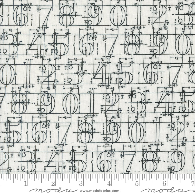 Sable Swan Quilt Fabric - Numbers in Porcelain Off White -  7443 12