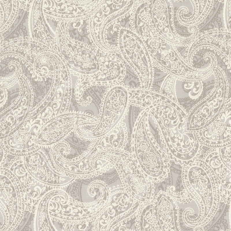 Sandalwood Quilt Fabric - Adeline Paisley in Moonbeam Gray - 44383 12