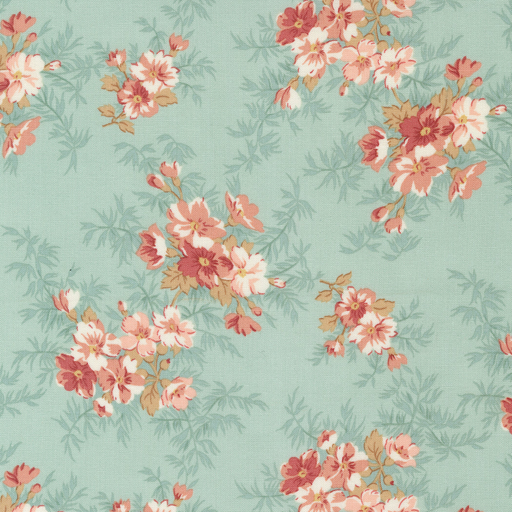 Sandalwood Quilt Fabric - Cassandra Florals in Eucalyptus Green/Aqua - 44384 13