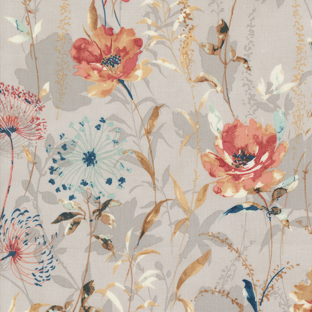 Sandalwood Quilt Fabric - Meadow Florals in Moonbeam Gray - 44380 12