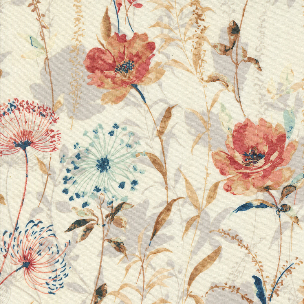 Sandalwood Quilt Fabric - Meadow Florals in Opal Cream - 44380 11