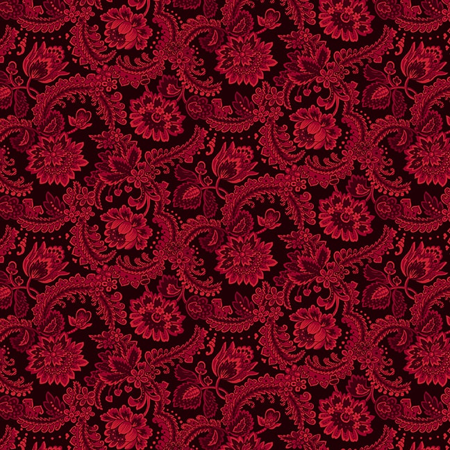 Scrap Basket Favorites Quilt Fabric by Kim Diehl - Fancy Foulard in Cranberry Red - 1506-88